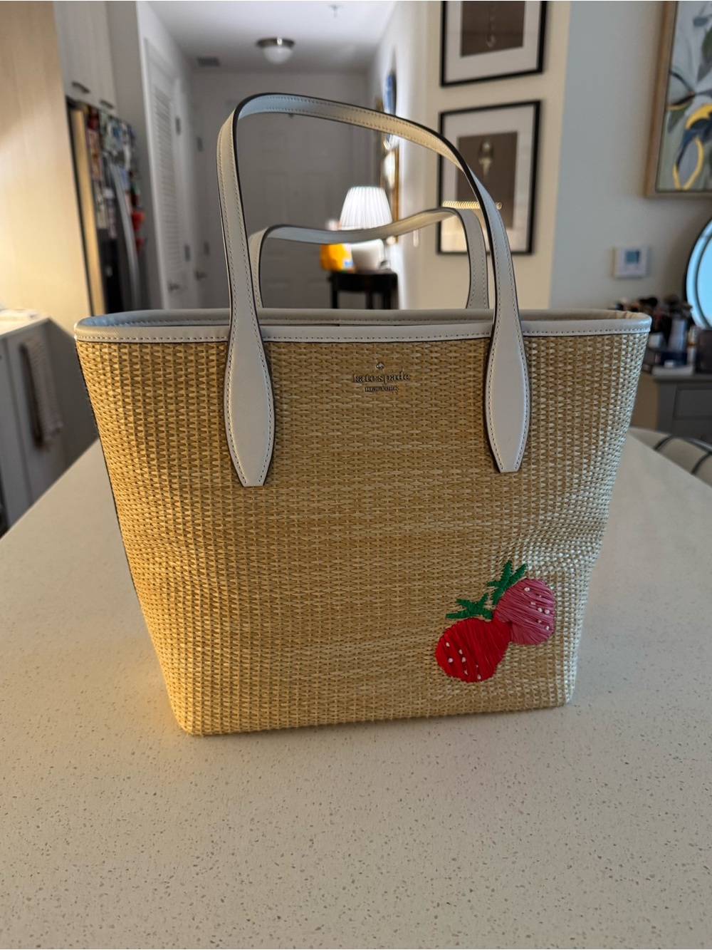 Kate Spade Strawberry Raffia Tote